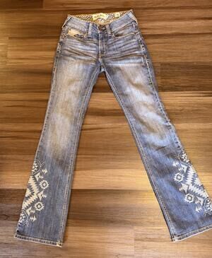 Ariat R.E.A.L Denim Women’s Jeans Blue Size 34S Embroidered Western Cowgirl